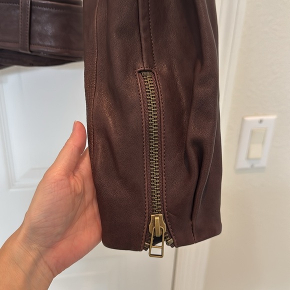 NWT Veronica Beard Marea Leather Moto Jacket in Brown Size 2 - Picture 10 of 15